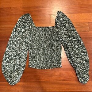 Abercrombie & Fitch Smocked Puff Long Sleeve Top